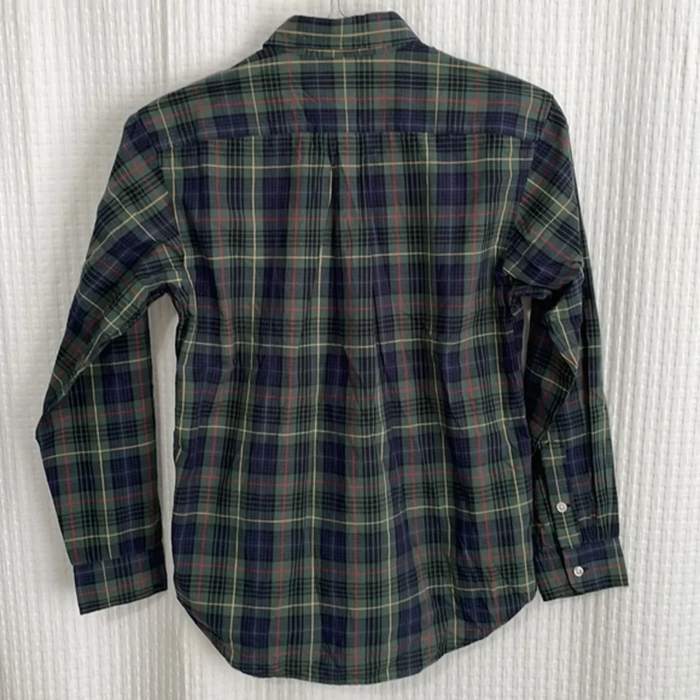 Ralph Lauren Vintage boys Large (16/18) forest green & navy blue plaid‎ shirt.